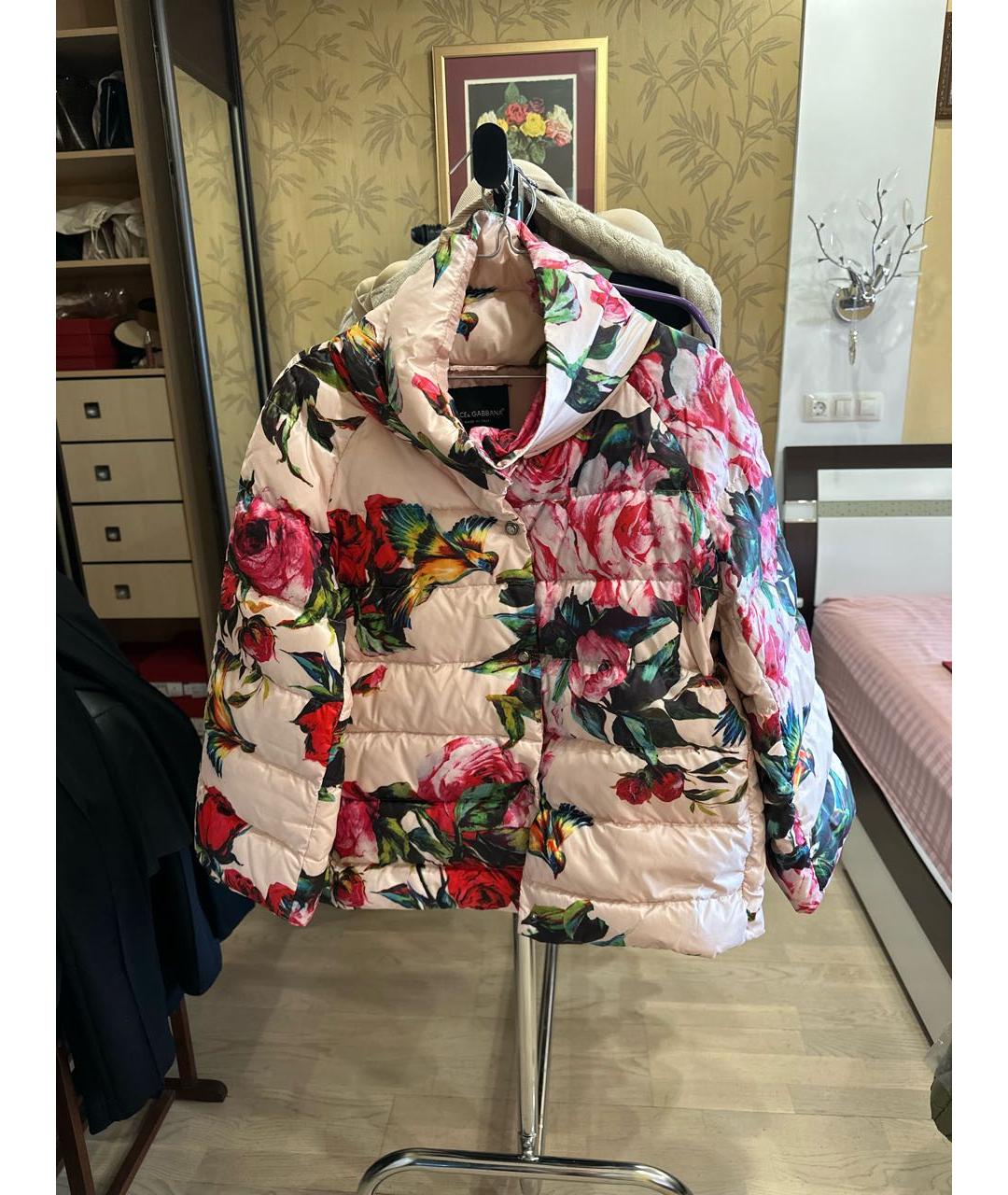 DOLCE&GABBANA Розовый полиэстеровый пуховик, фото 5