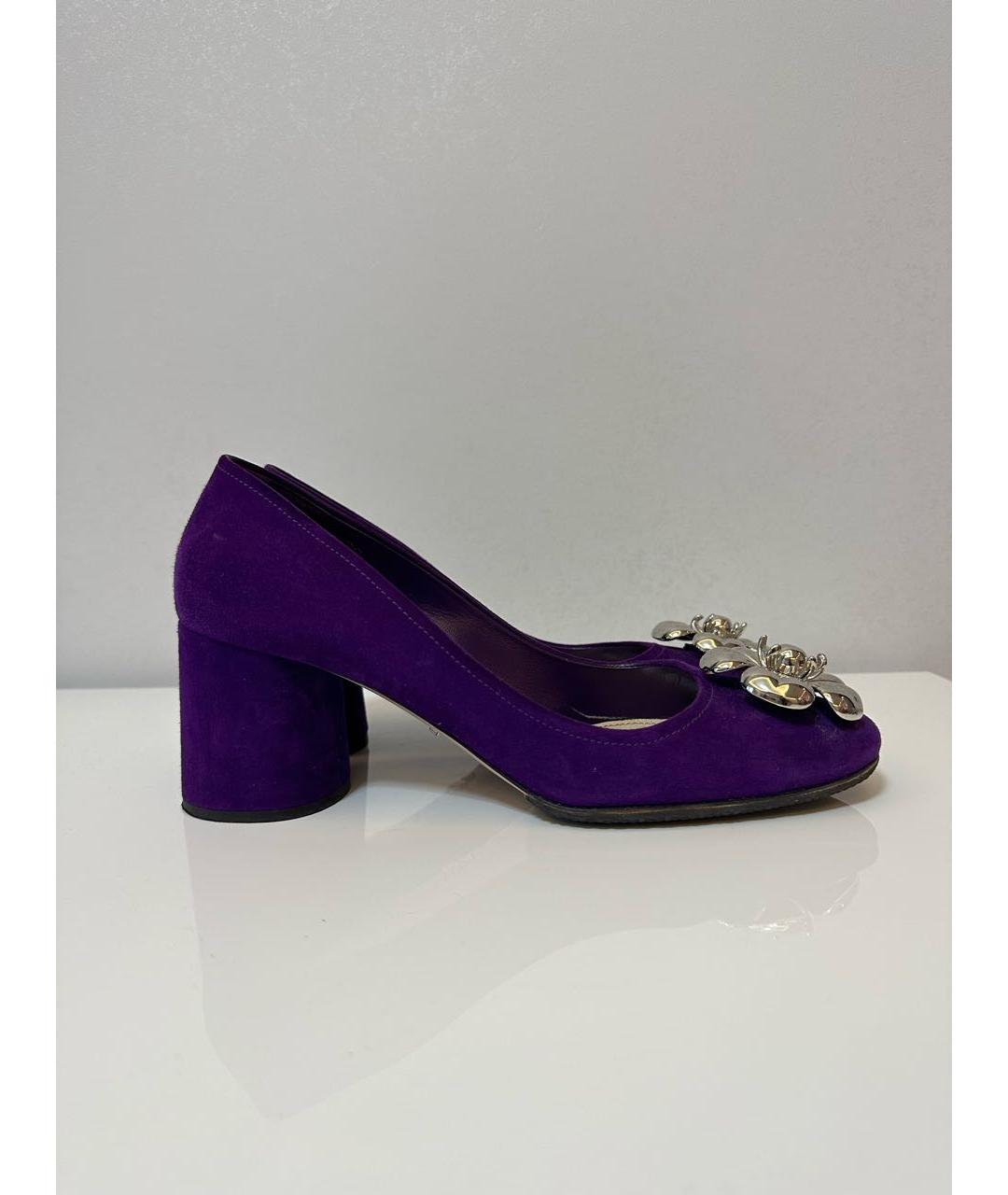 PRADA Фиолетовые бархатные туфли, фото 8