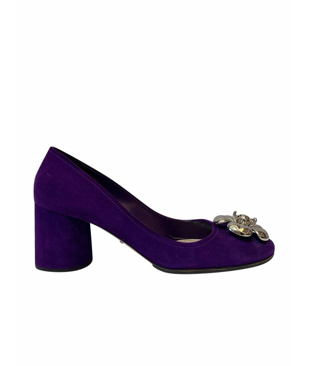 PRADA Фиолетовые бархатные туфли, фото 1