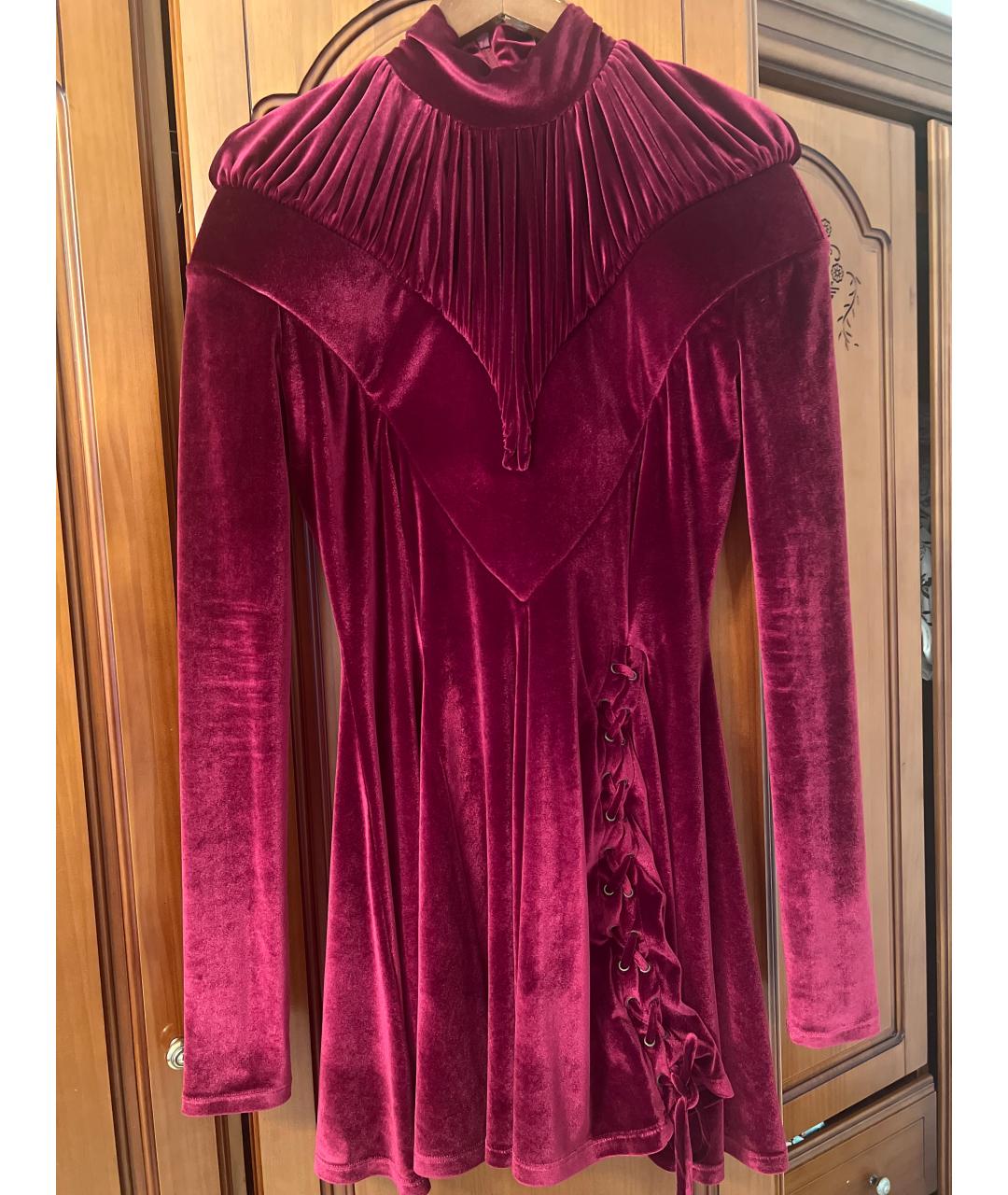 Y/PROJECT Бордовое бархатное коктейльное платье, фото 2