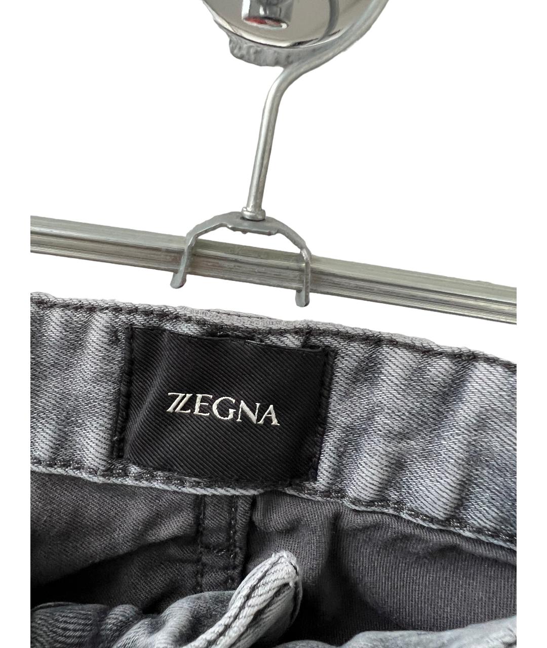 ERMENEGILDO ZEGNA Серые хлопко-эластановые прямые джинсы, фото 6