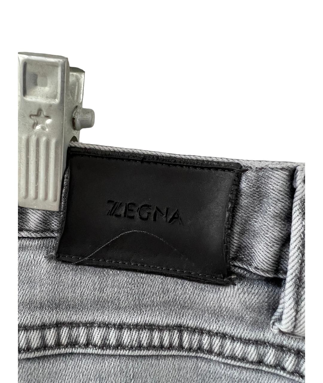 ERMENEGILDO ZEGNA Серые хлопко-эластановые прямые джинсы, фото 7