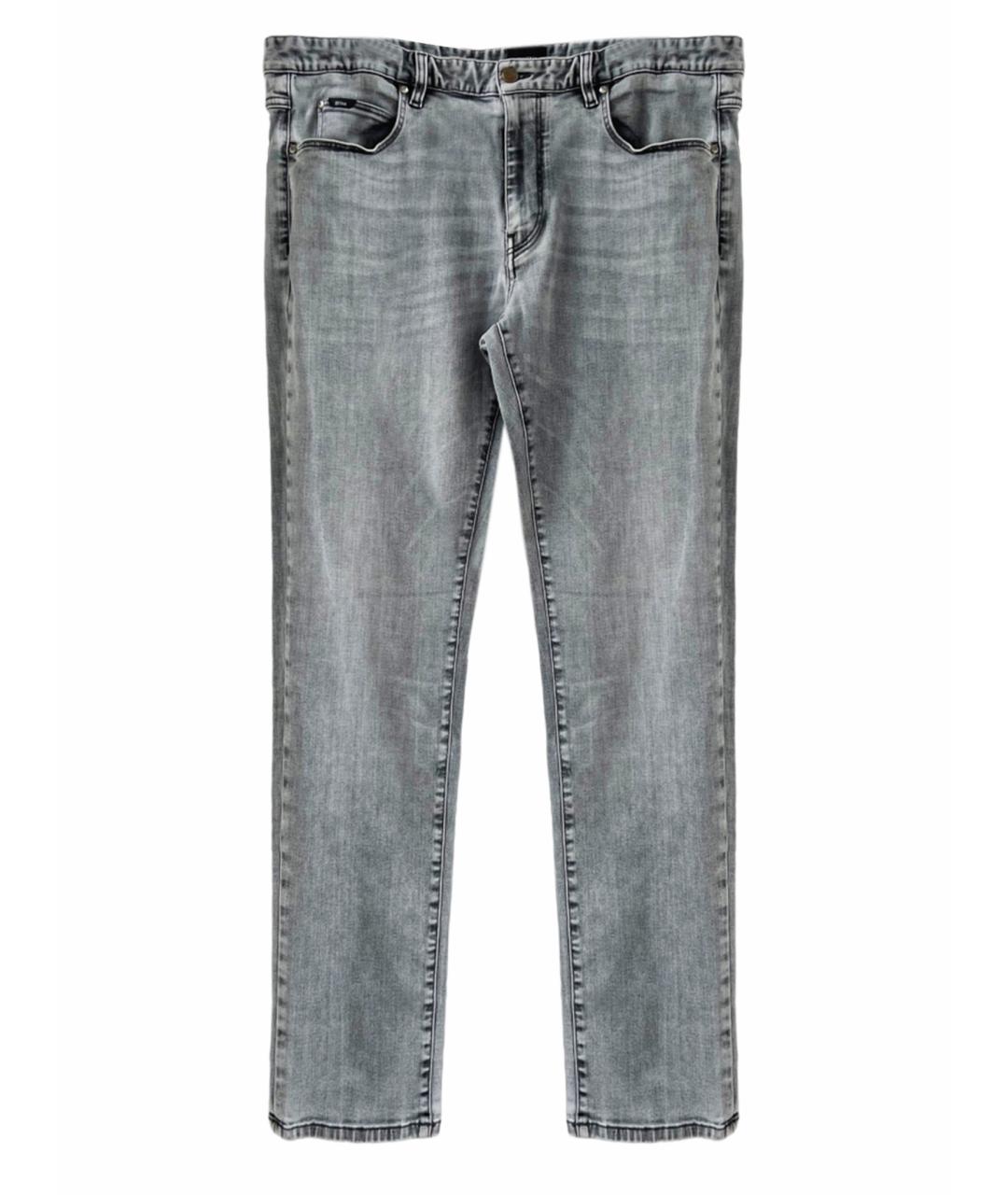 ERMENEGILDO ZEGNA Серые хлопко-эластановые прямые джинсы, фото 1