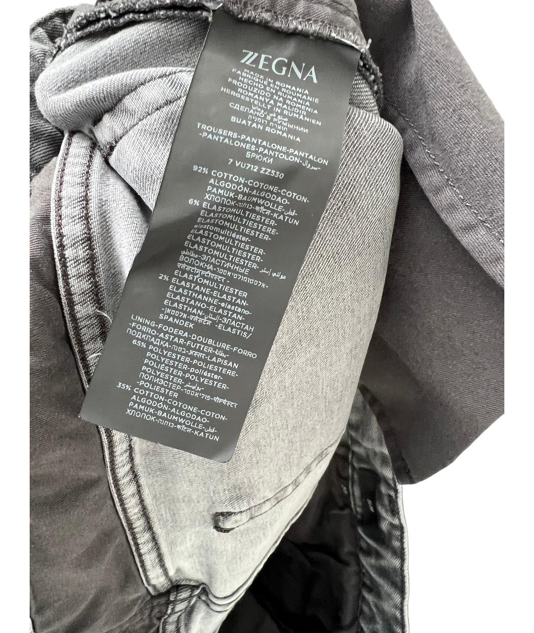 ERMENEGILDO ZEGNA Серые хлопко-эластановые прямые джинсы, фото 3