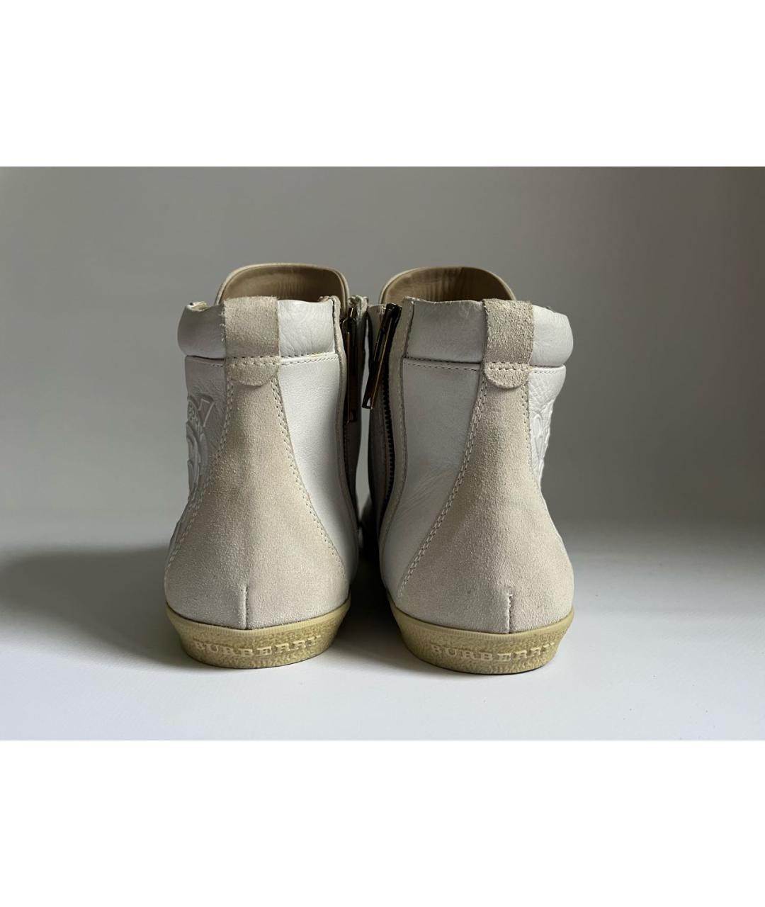 BURBERRY Бежевые замшевые высокие кроссовки / кеды, фото 4
