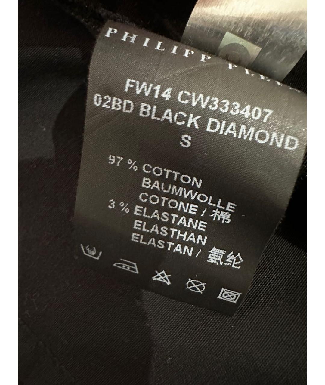 PHILIPP PLEIN Черная хлопко-эластановая рубашка, фото 8