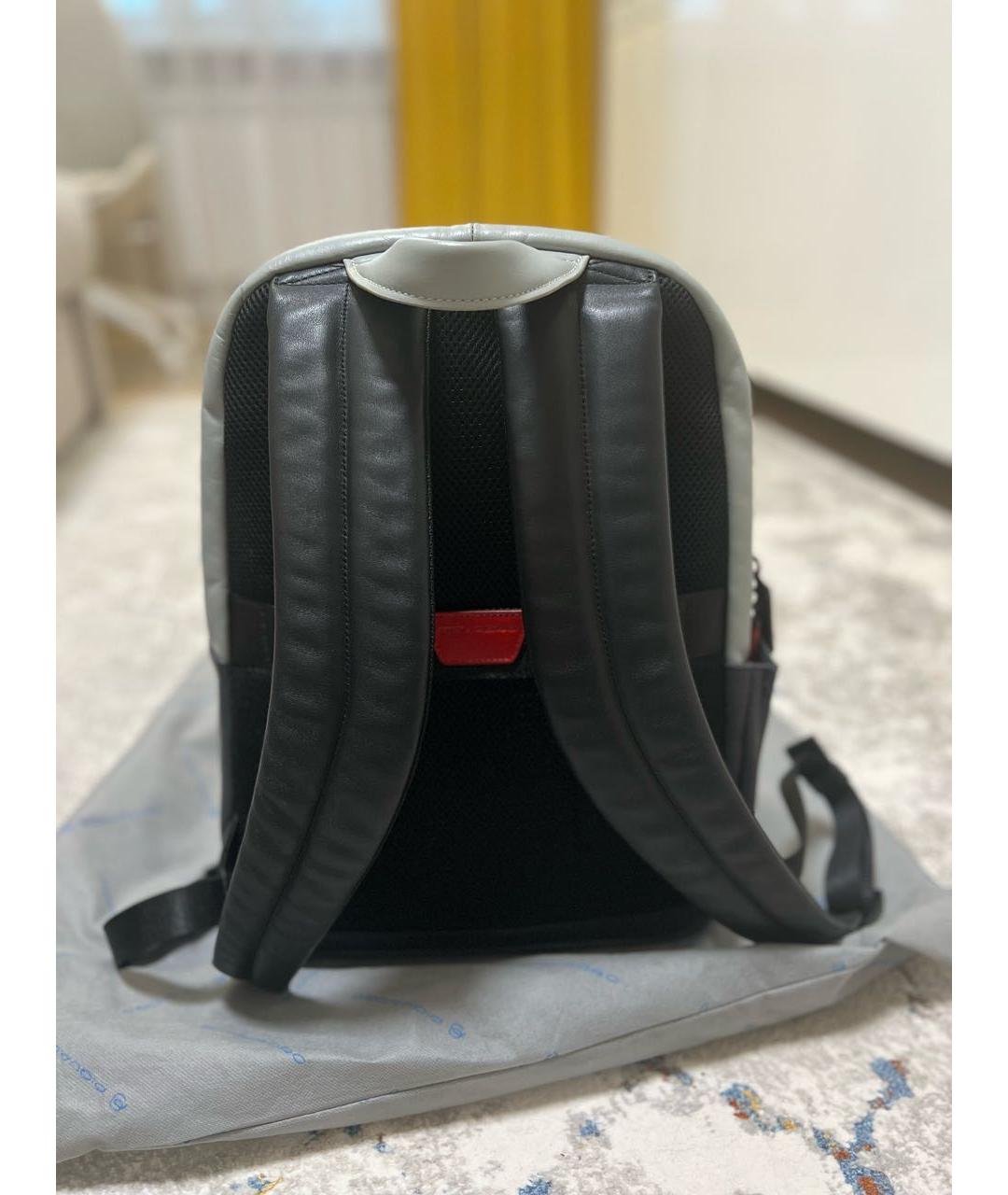 PIQUADRO Серый кожаный рюкзак, фото 3