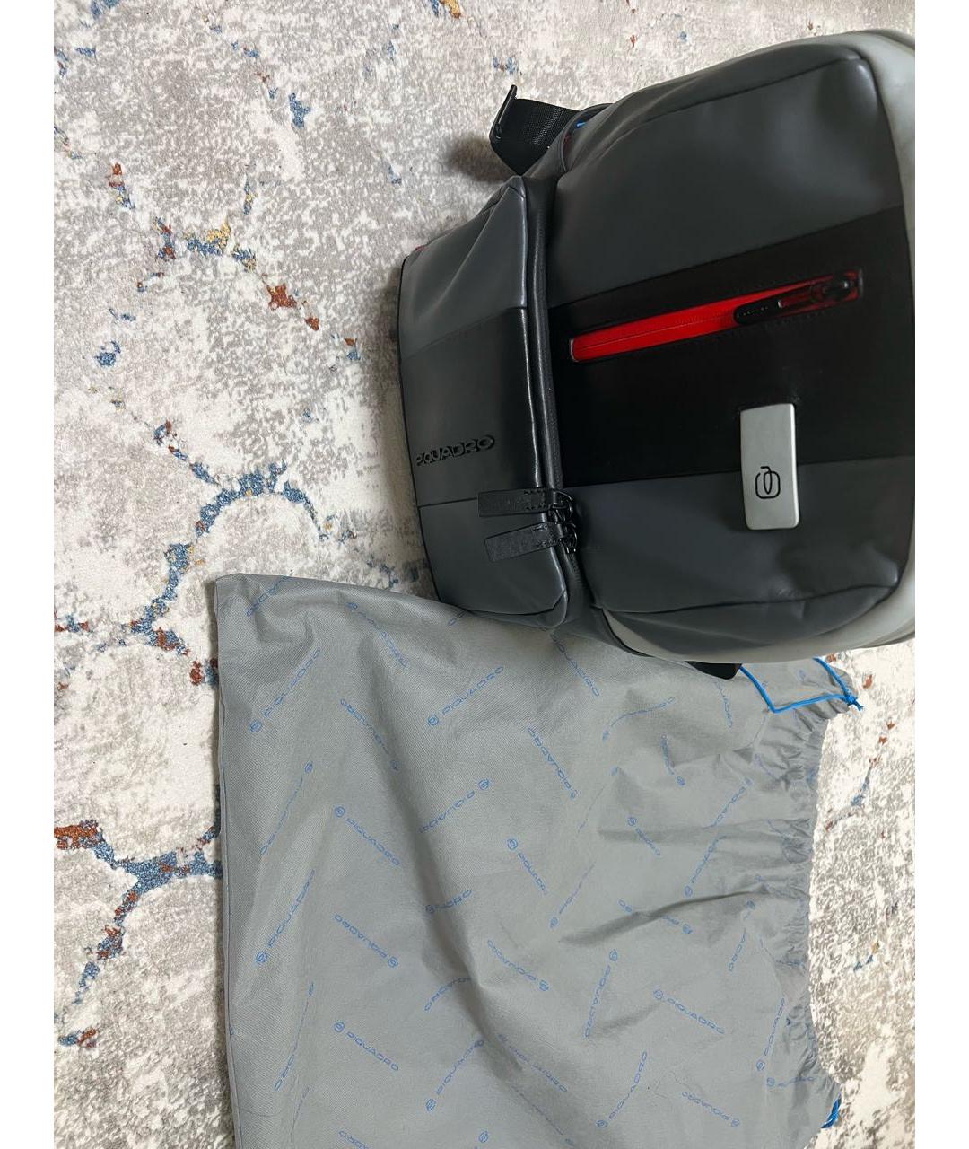 PIQUADRO Серый кожаный рюкзак, фото 5