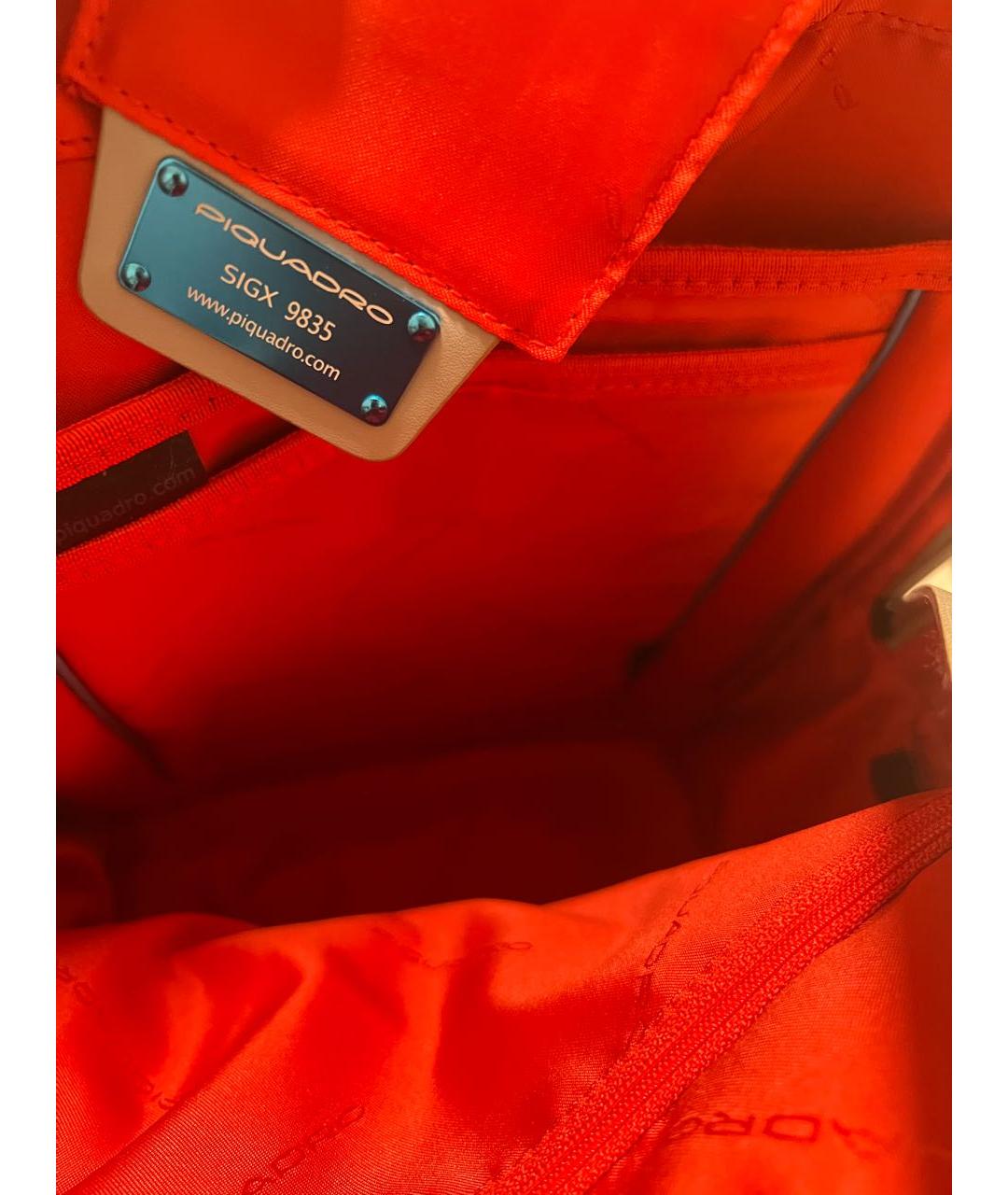 PIQUADRO Серый кожаный рюкзак, фото 4