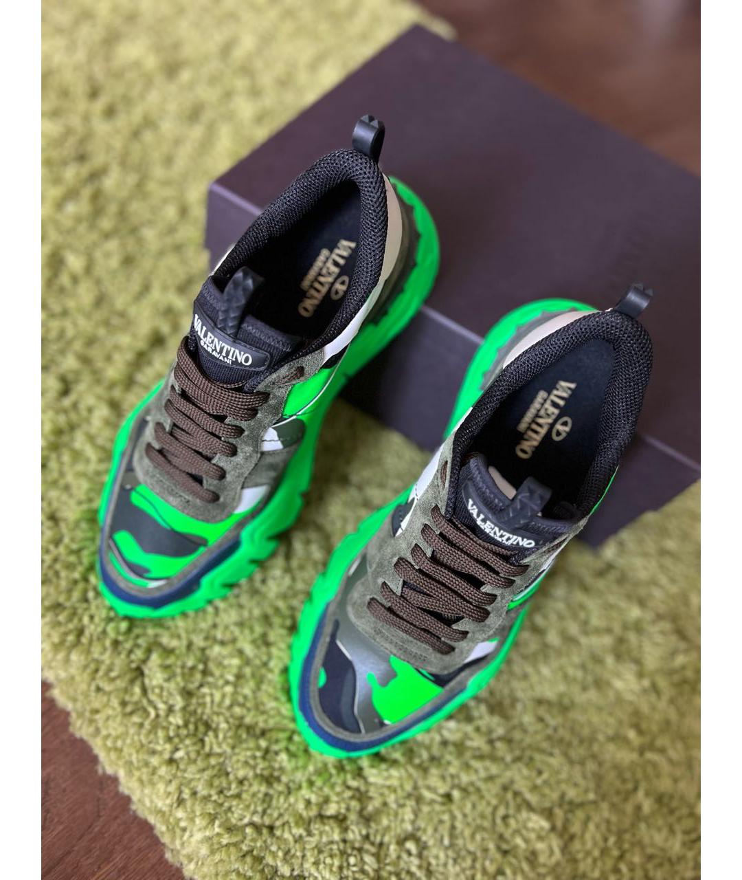VALENTINO Зеленые кожаные низкие кроссовки / кеды, фото 2