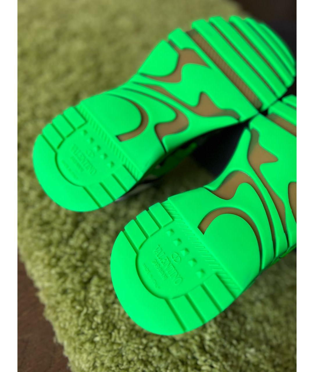 VALENTINO Зеленые кожаные низкие кроссовки / кеды, фото 6