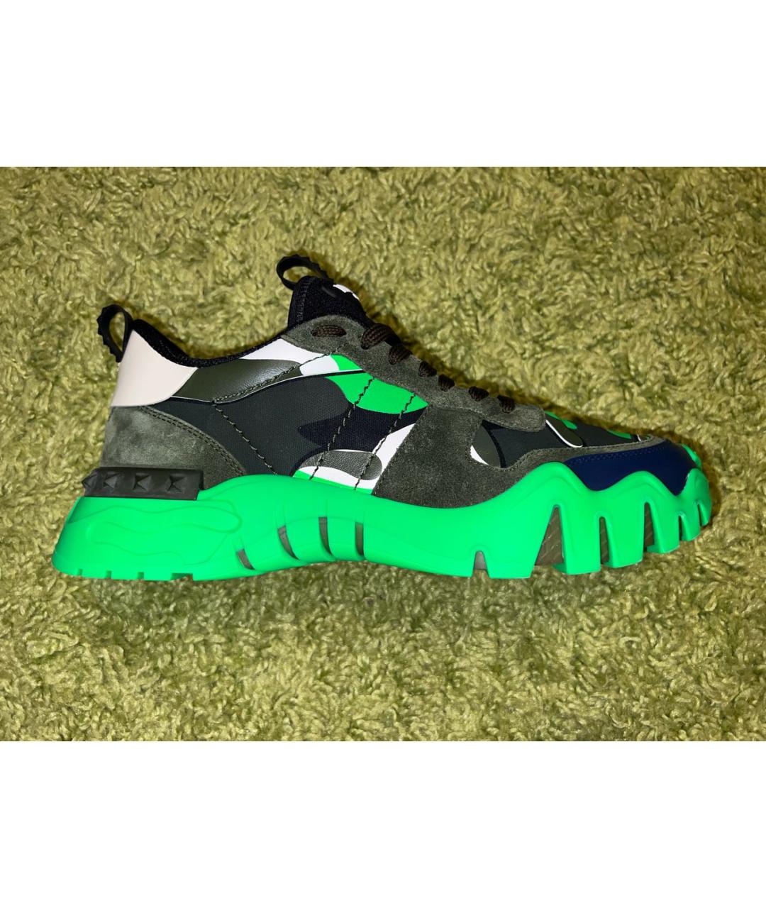 VALENTINO Зеленые кожаные низкие кроссовки / кеды, фото 7