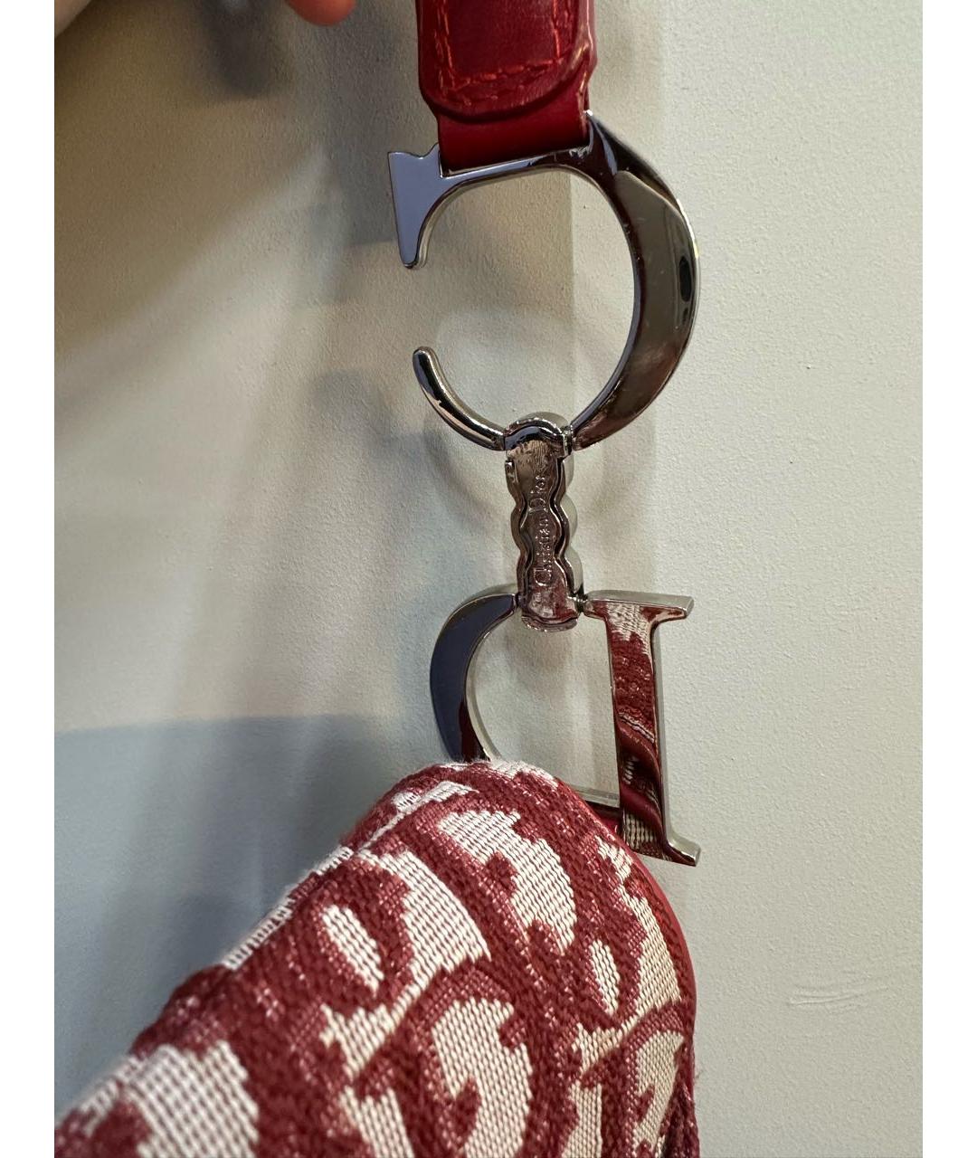 CHRISTIAN DIOR Бордовая жаккардовая сумка с короткими ручками, фото 6