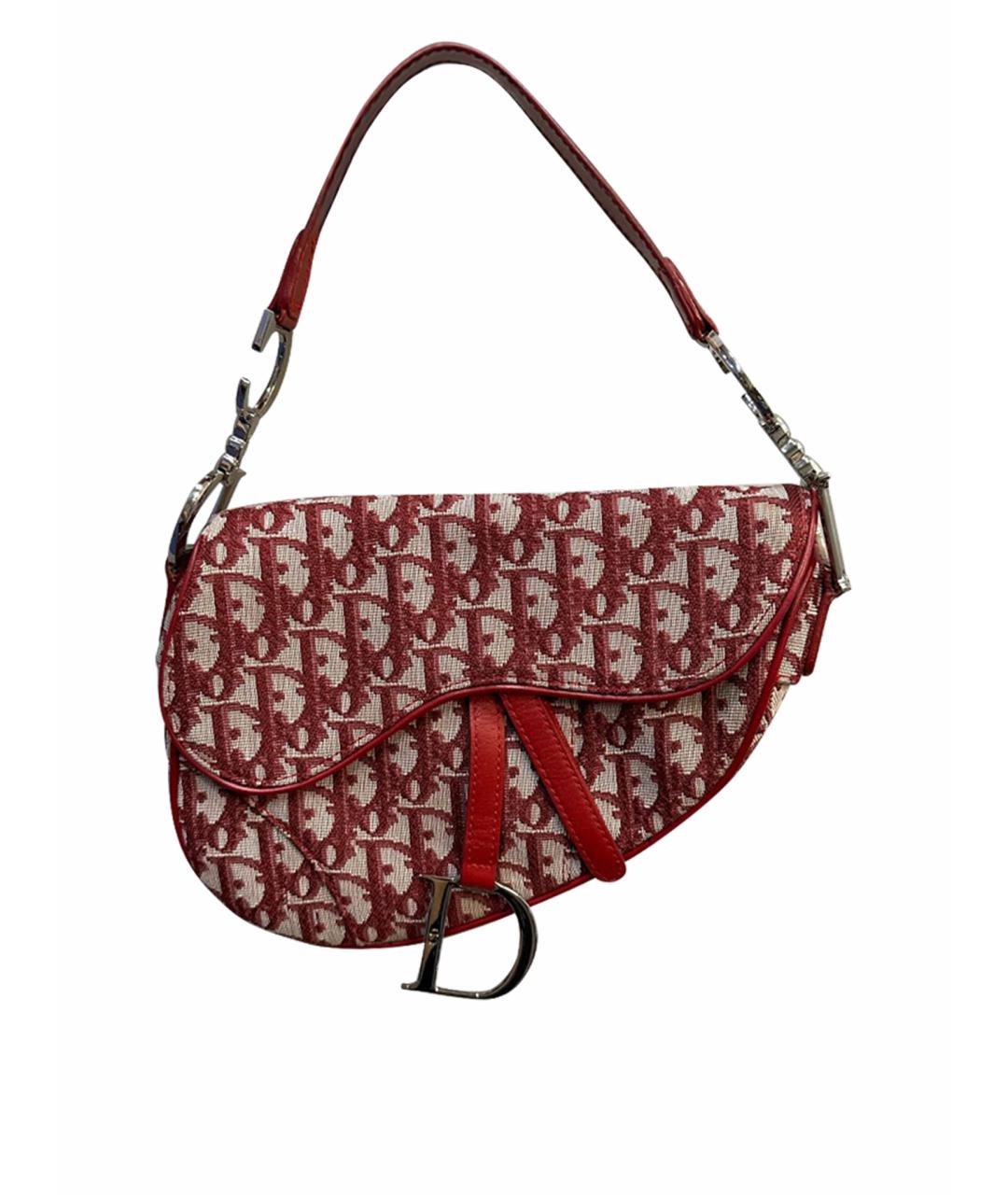 CHRISTIAN DIOR Бордовая жаккардовая сумка с короткими ручками, фото 1