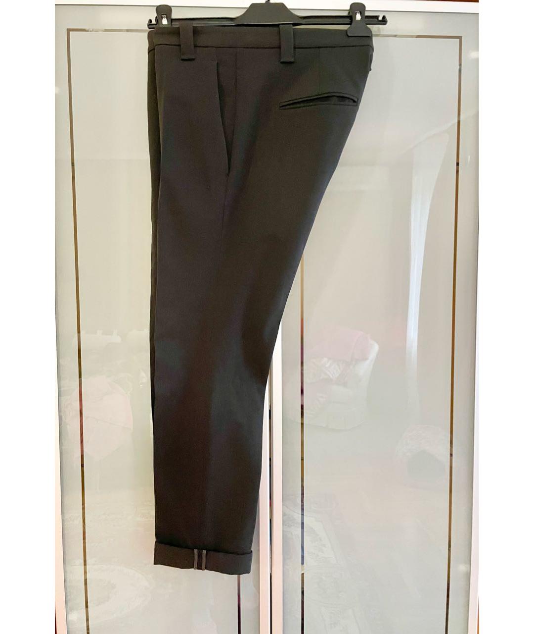 BRUNELLO CUCINELLI Черные шерстяные прямые брюки, фото 3