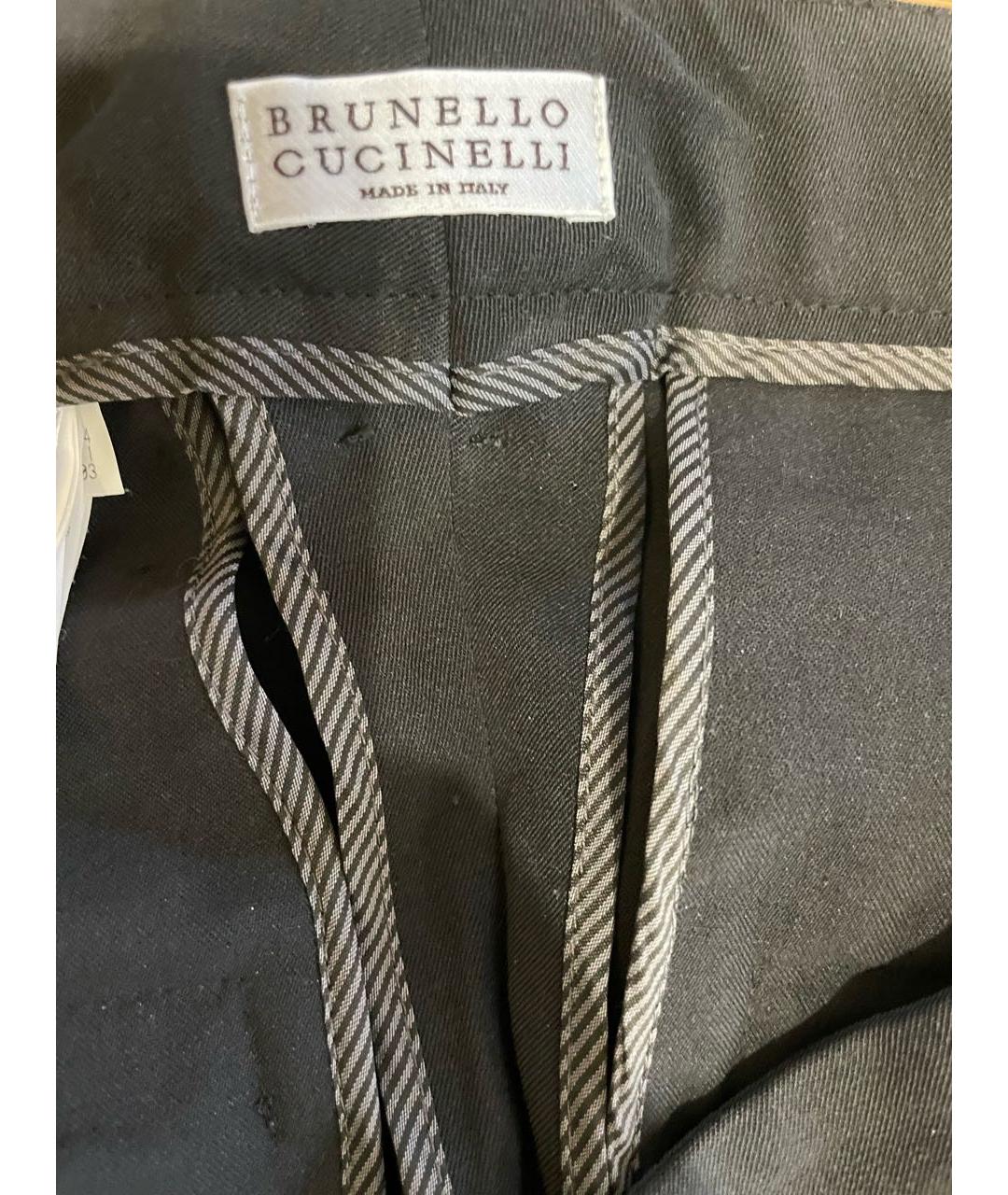 BRUNELLO CUCINELLI Черные шерстяные прямые брюки, фото 4