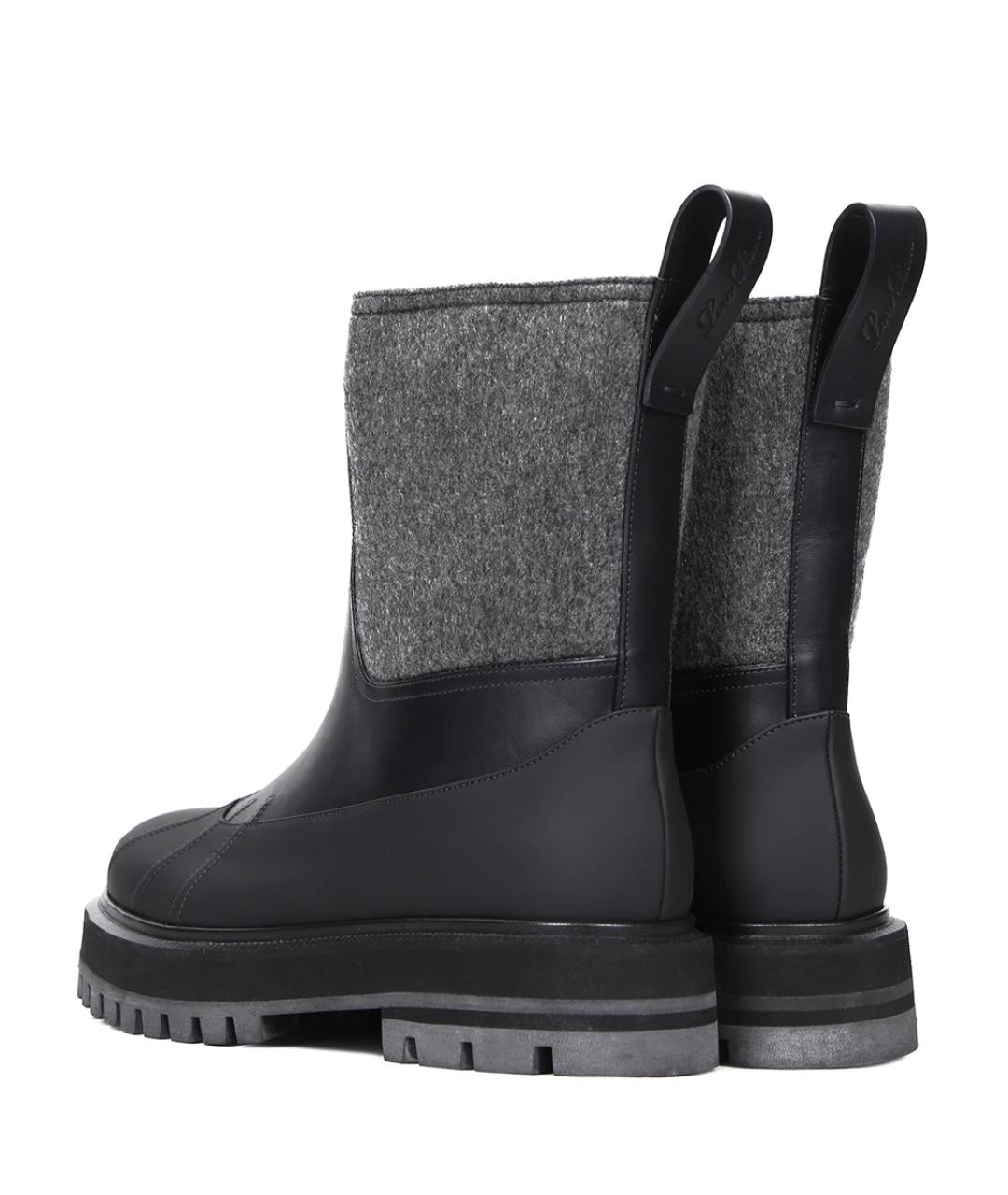 LORO PIANA Черные кожаные сапоги, фото 3