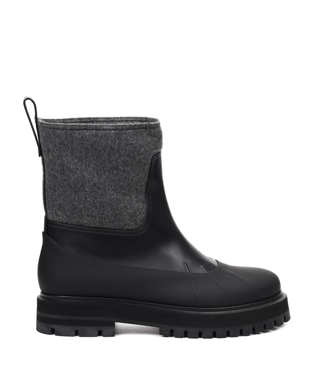 LORO PIANA Черные кожаные сапоги, фото 1