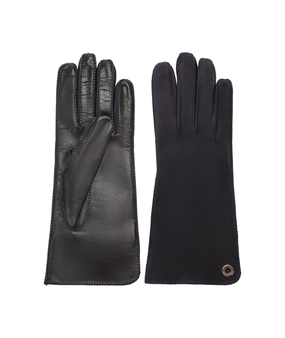 LORO PIANA Черные кожаные перчатки, фото 1
