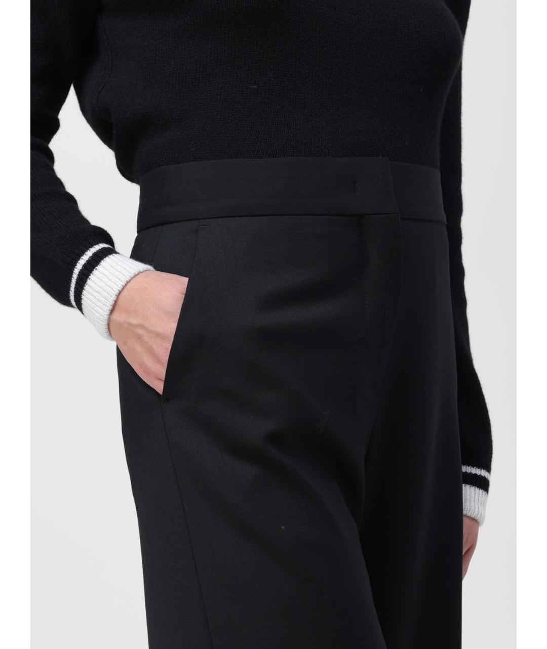 MSGM Черные шерстяные прямые брюки, фото 4