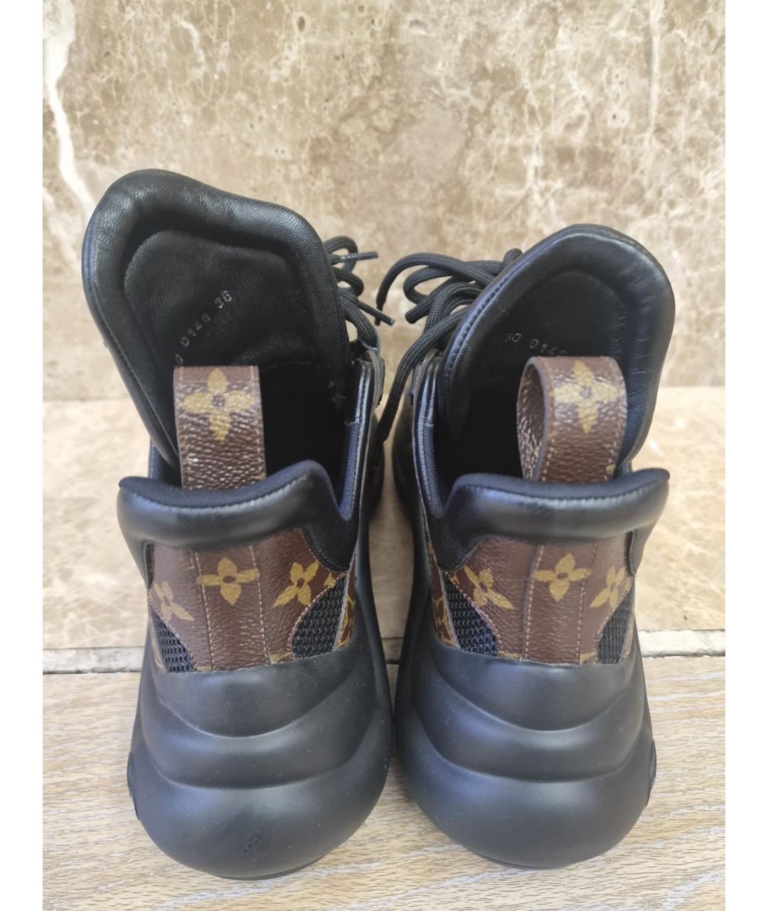 LOUIS VUITTON Коричневые кожаные кроссовки, фото 4