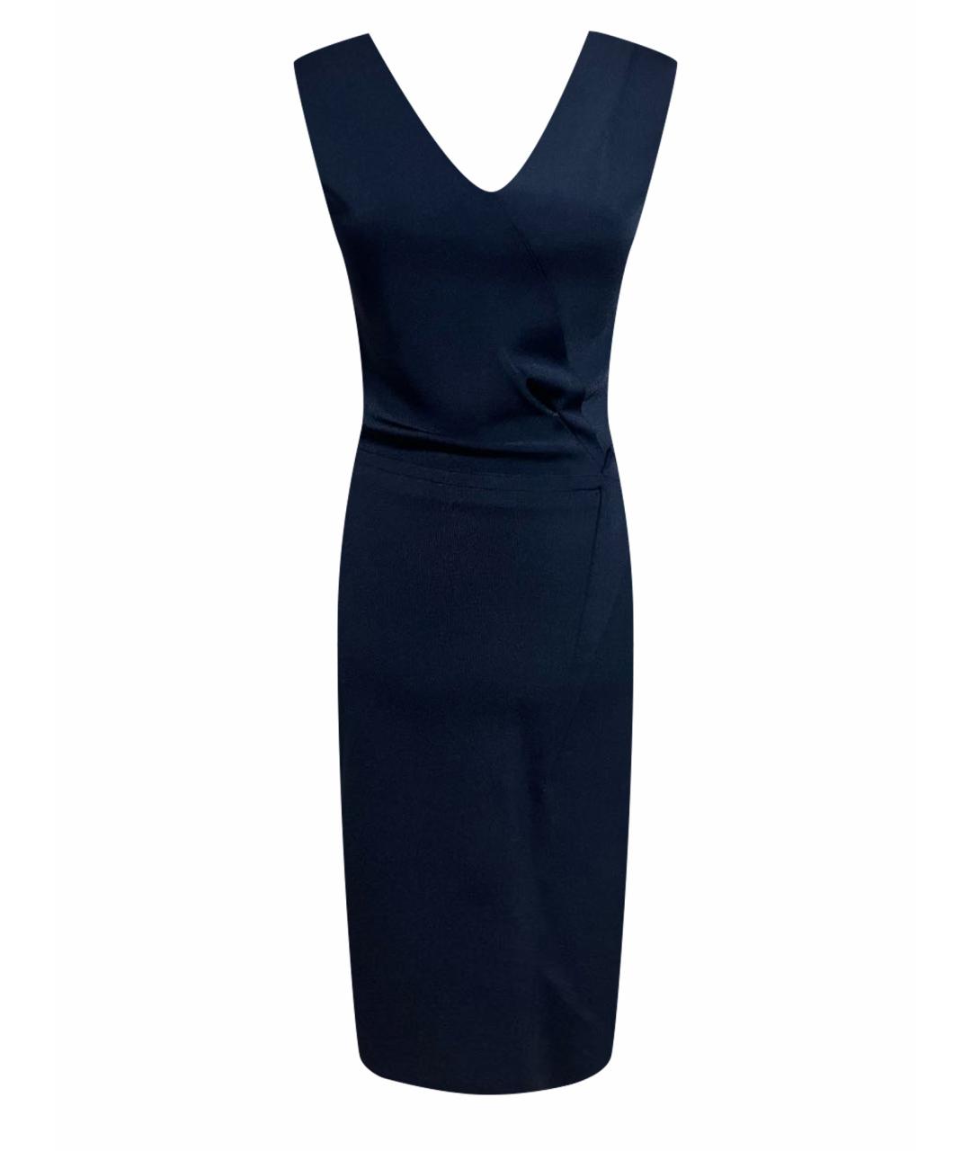 OSCAR DE LA RENTA Темно-синее вискозное платье, фото 1