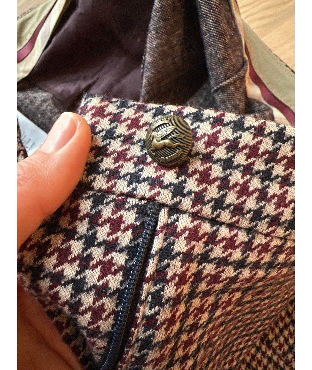ETRO Фиолетовые шерстяные прямые брюки, фото 4