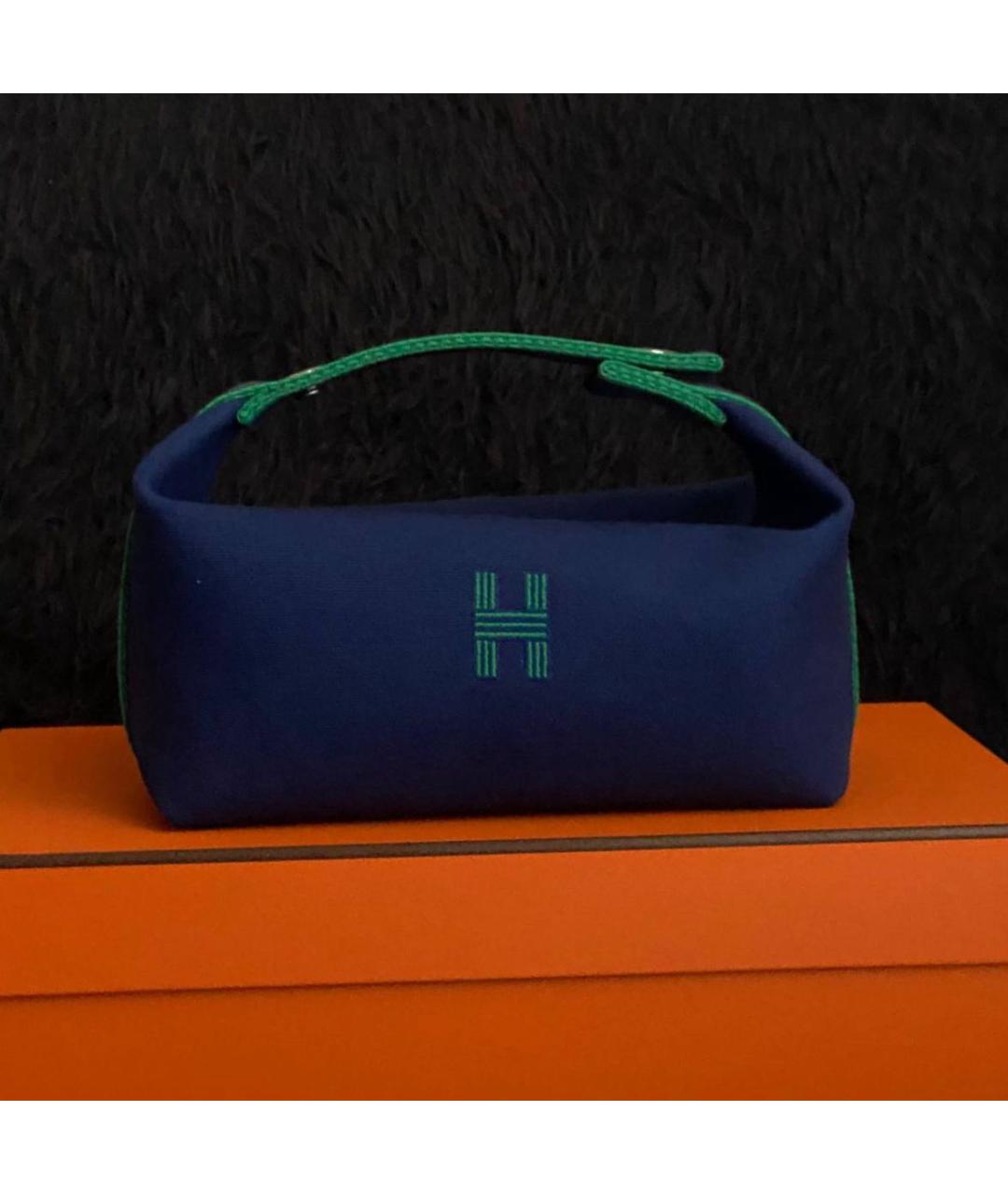 HERMES Синяя хлопковая косметичка, фото 2