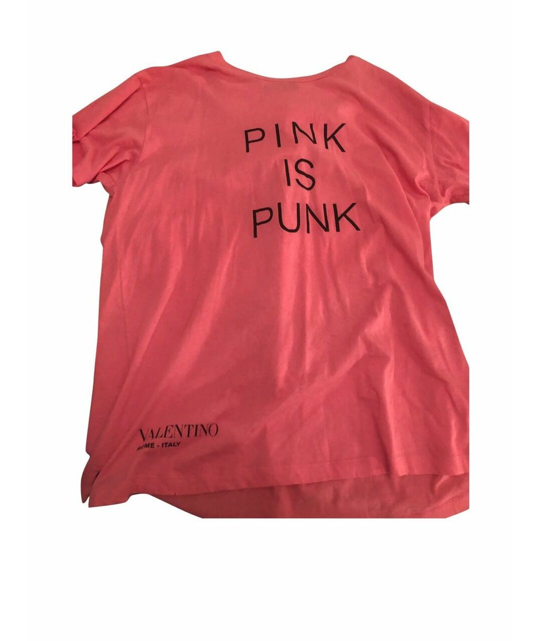 VALENTINO Розовая хлопковая футболка, фото 1