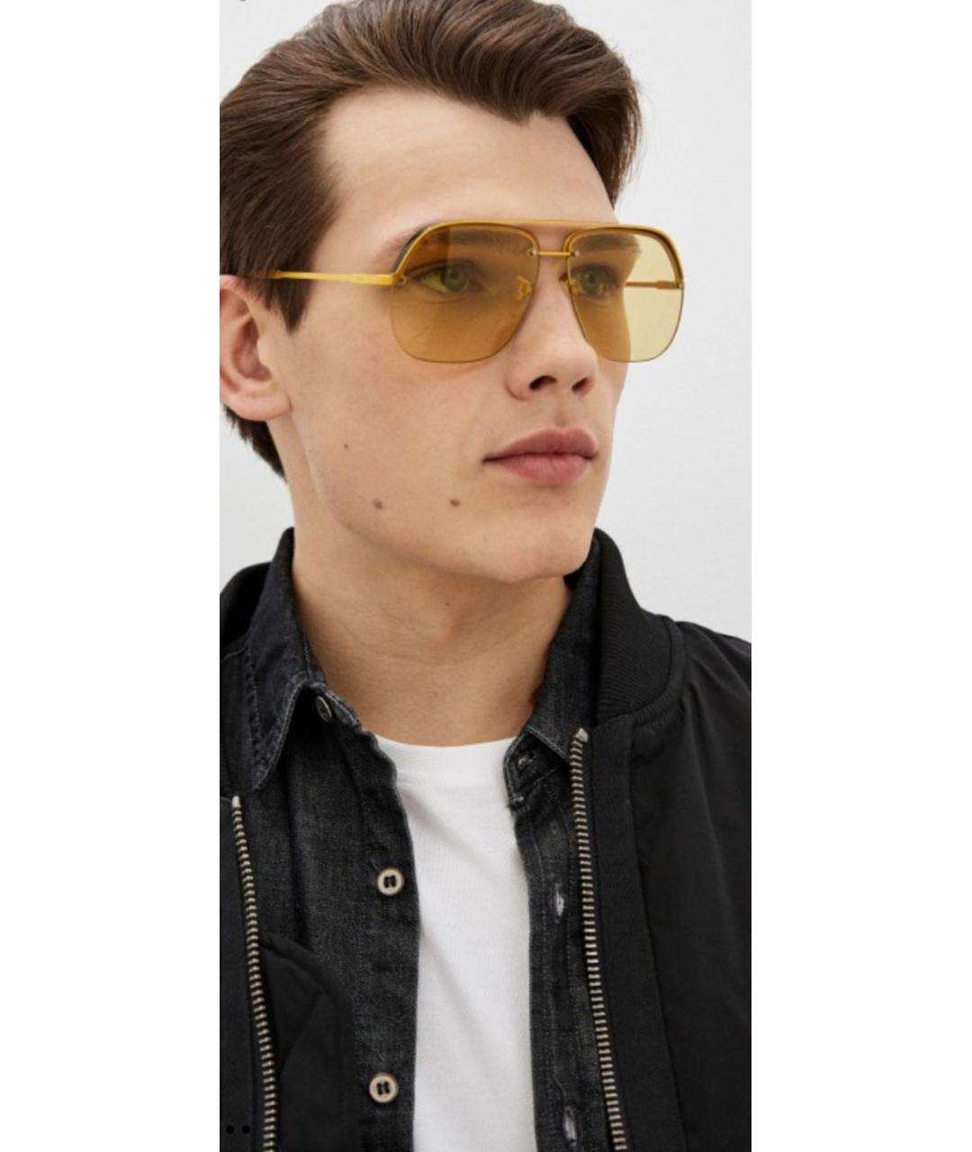 FENDI Желтые металлические солнцезащитные очки, фото 9
