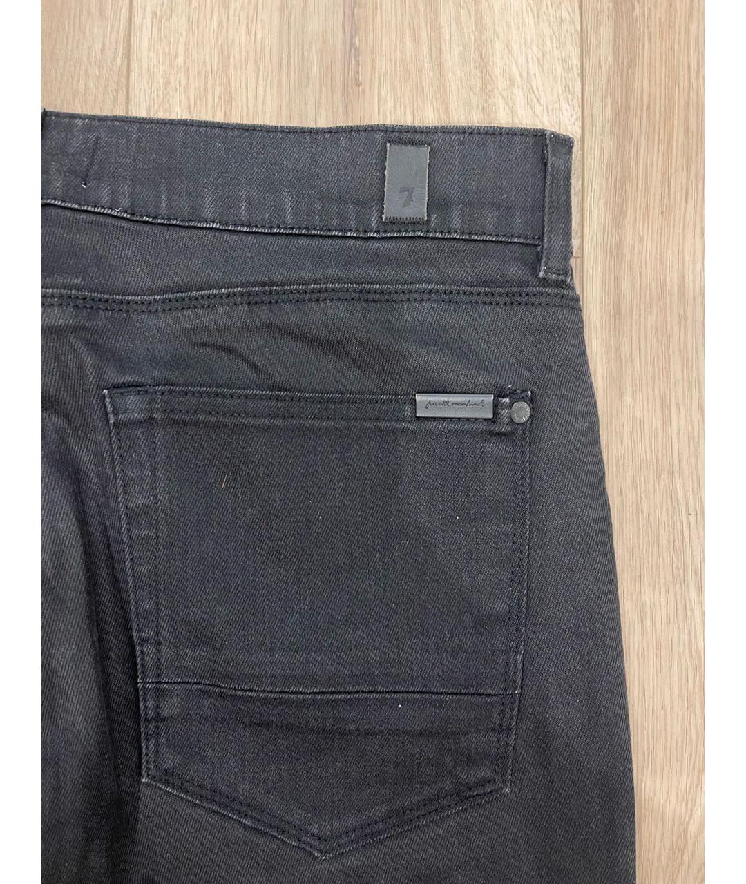 7 FOR ALL MANKIND Антрацитовые хлопко-эластановые джинсы скинни, фото 8