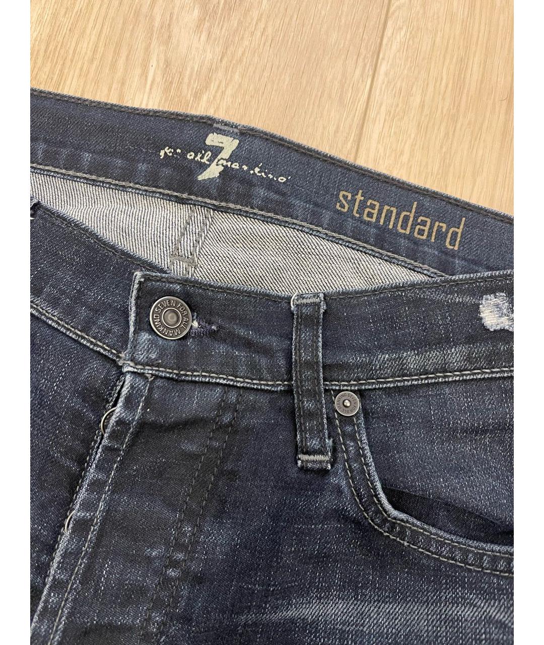 7 FOR ALL MANKIND Темно-синие хлопковые прямые джинсы, фото 2