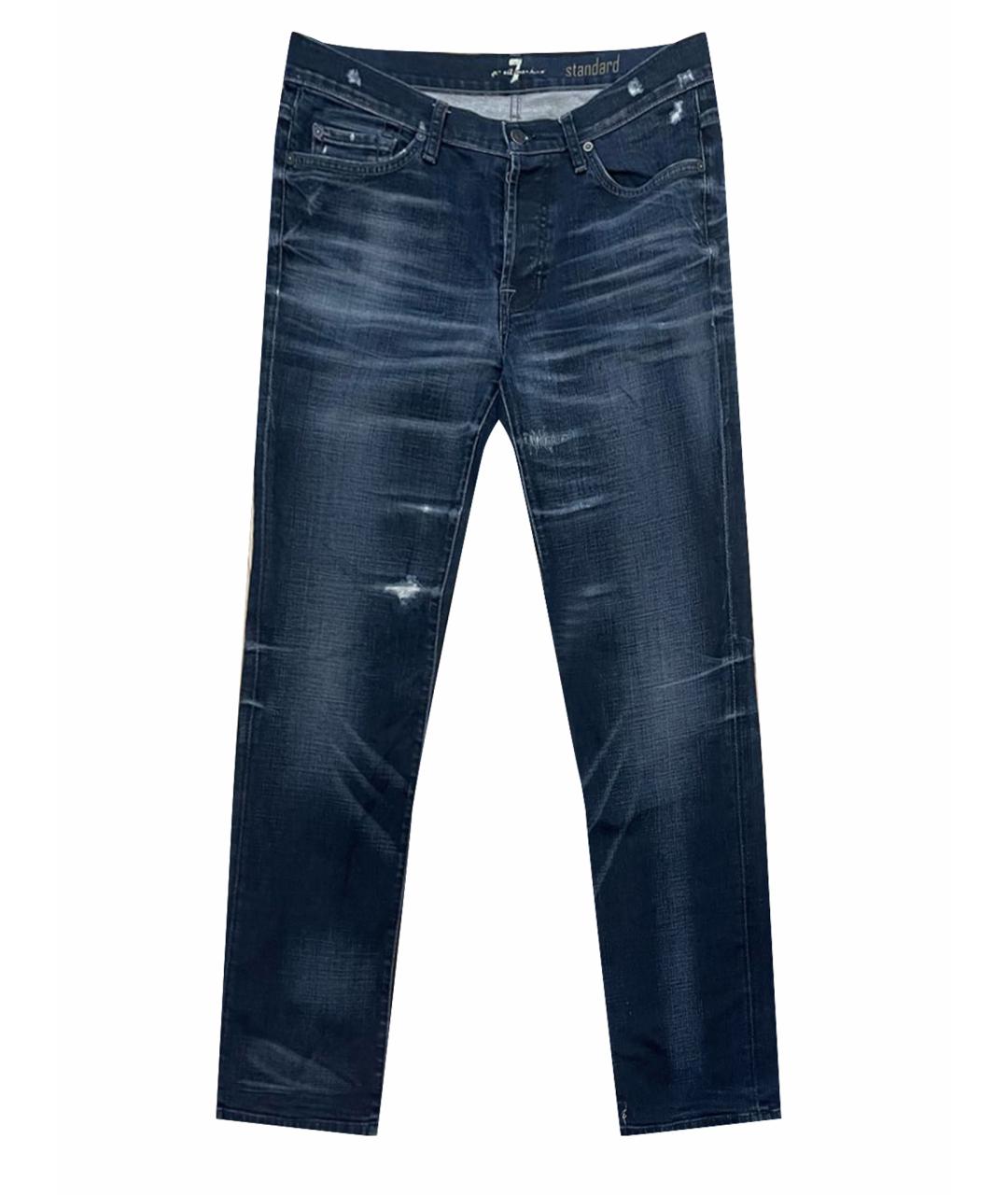 7 FOR ALL MANKIND Темно-синие хлопковые прямые джинсы, фото 1