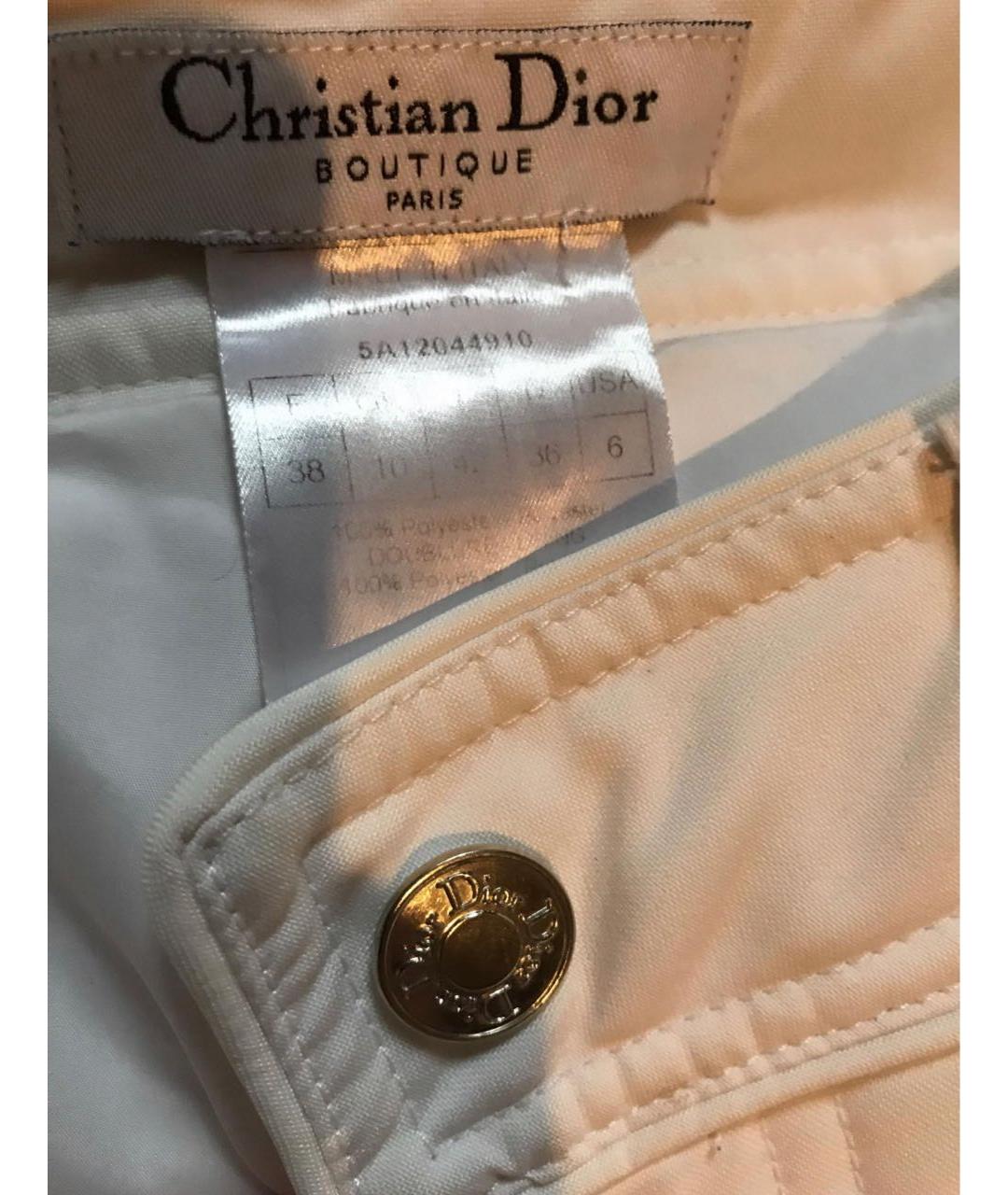 CHRISTIAN DIOR Белые полиэстеровые прямые брюки, фото 3
