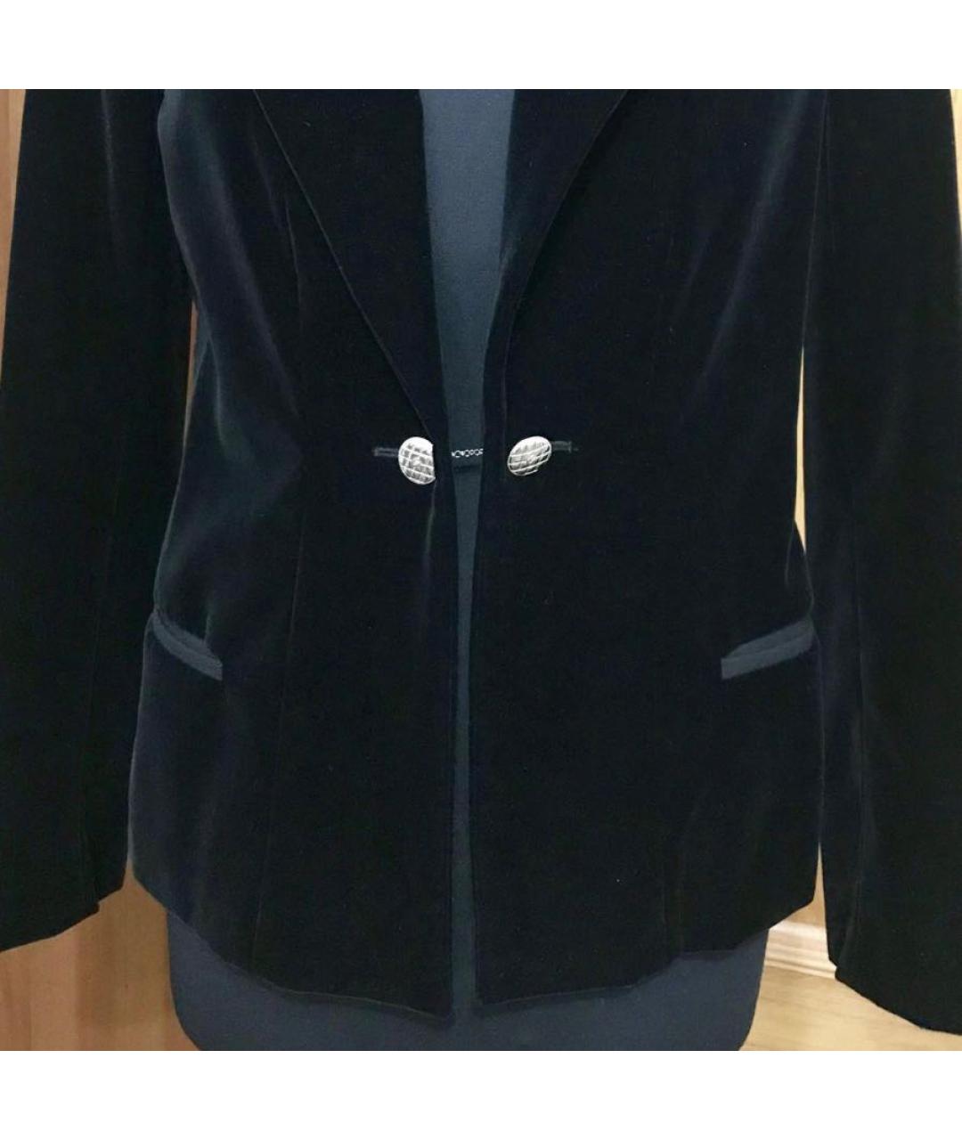 CHANEL PRE-OWNED Черный бархатный жакет/пиджак, фото 4