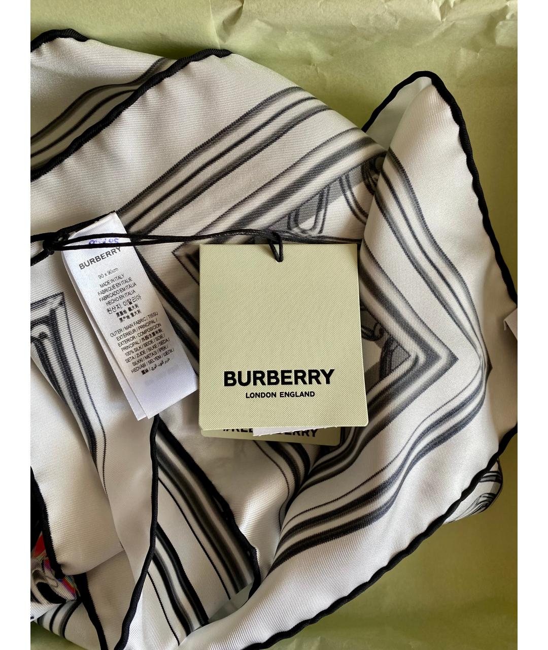 BURBERRY Серый шелковый платок, фото 3