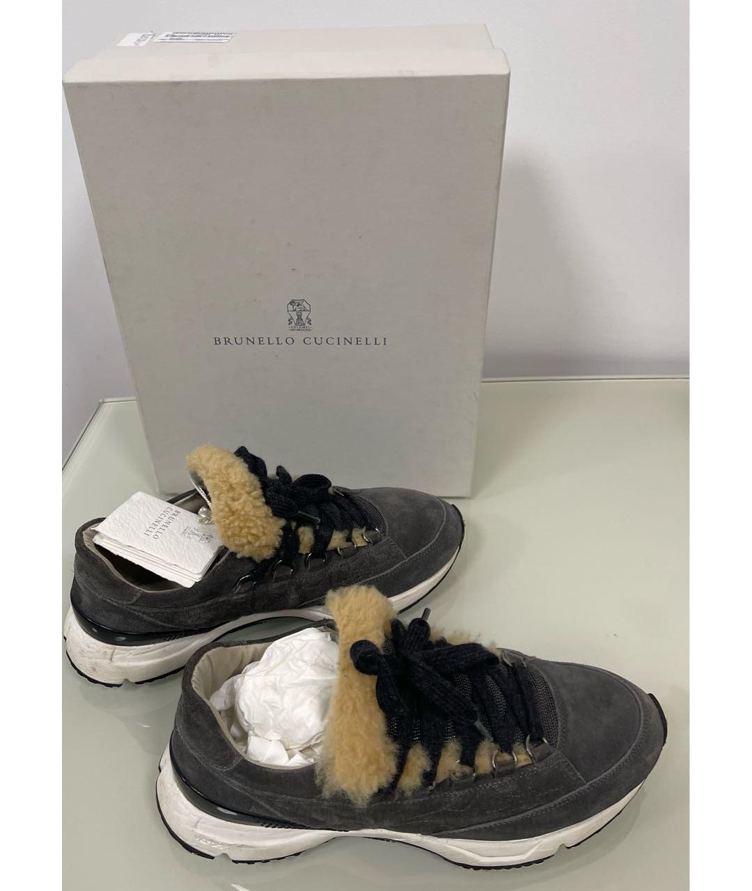 BRUNELLO CUCINELLI Серые замшевые кроссовки, фото 6