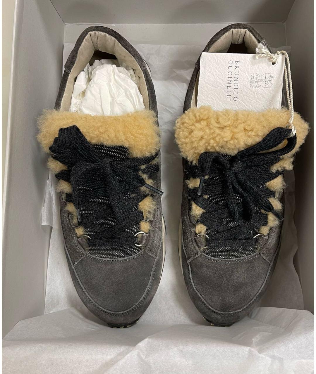 BRUNELLO CUCINELLI Серые замшевые кроссовки, фото 2