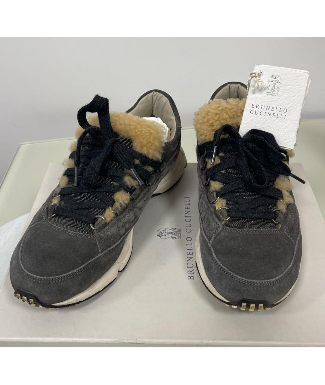 BRUNELLO CUCINELLI Серые замшевые кроссовки, фото 4