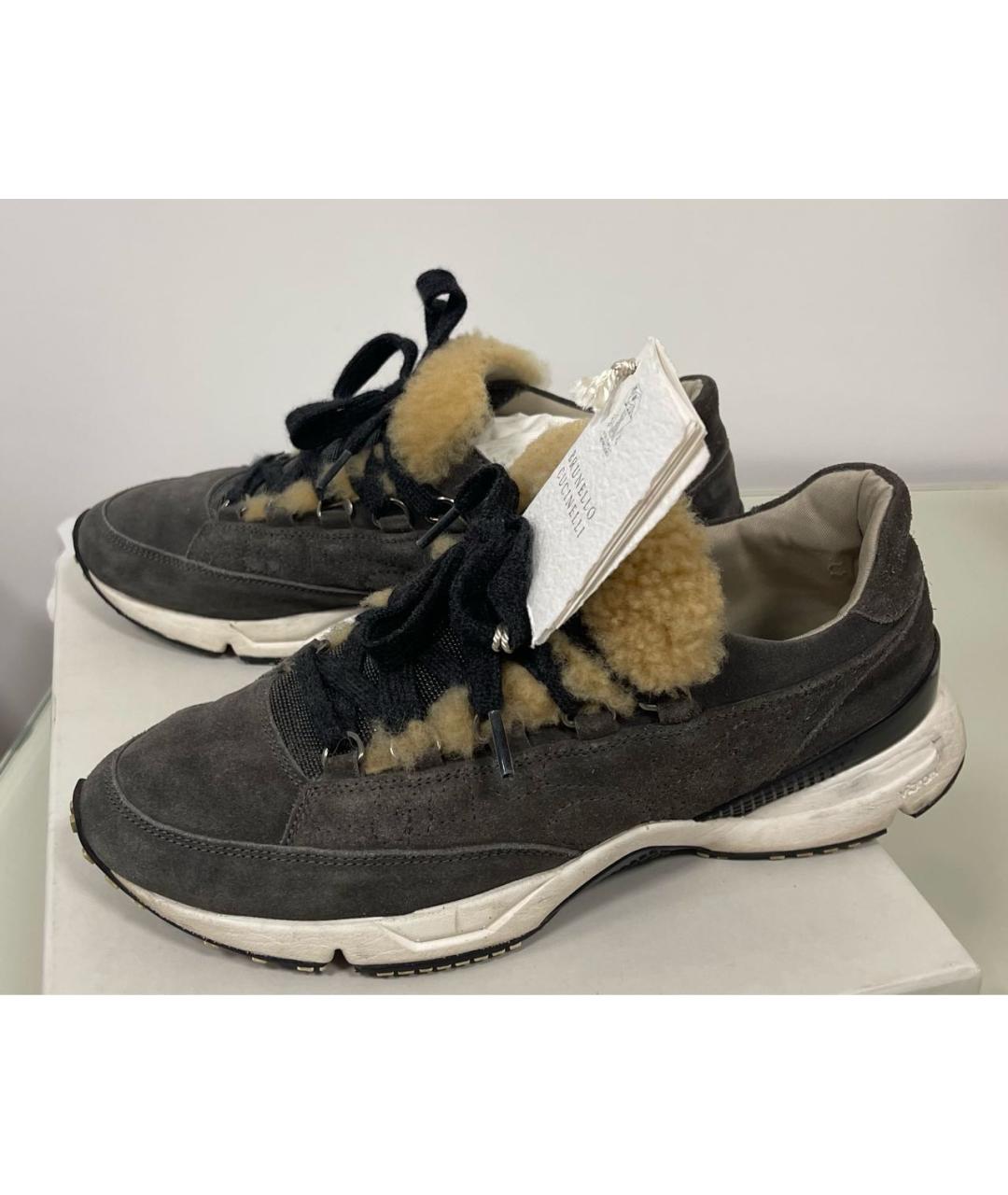 BRUNELLO CUCINELLI Серые замшевые кроссовки, фото 9