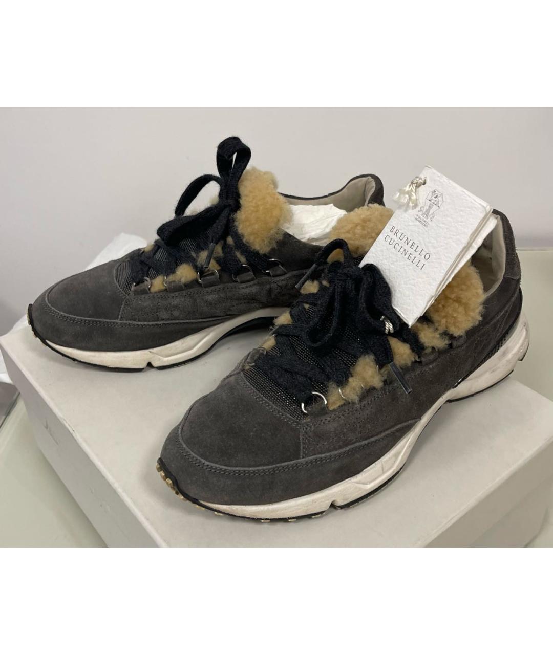 BRUNELLO CUCINELLI Серые замшевые кроссовки, фото 5