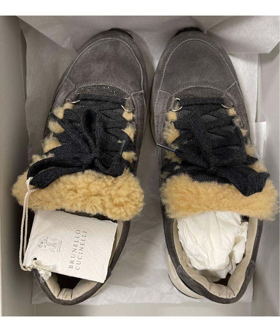 BRUNELLO CUCINELLI Серые замшевые кроссовки, фото 3