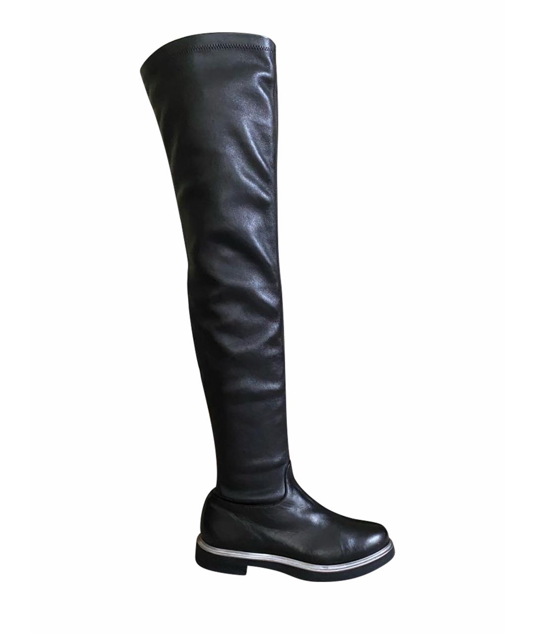 LE SILLA Черные кожаные ботфорты, фото 1