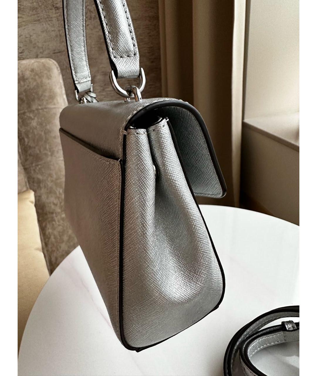 MICHAEL KORS Серебряная кожаная сумка с короткими ручками, фото 6