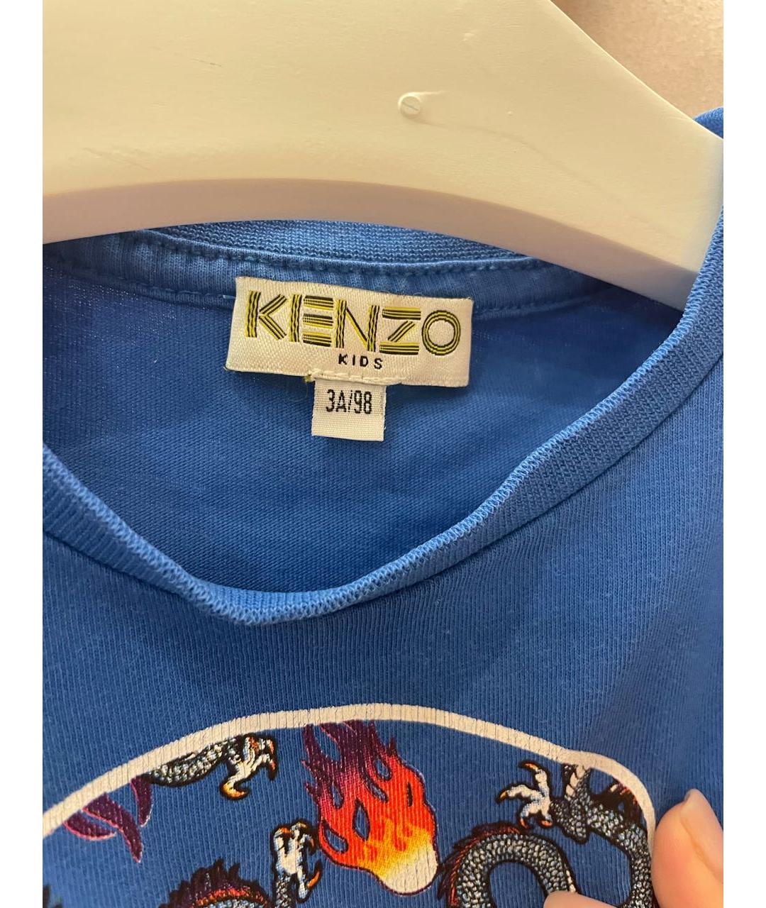 KENZO KIDS Синяя хлопковая детская футболка, фото 3