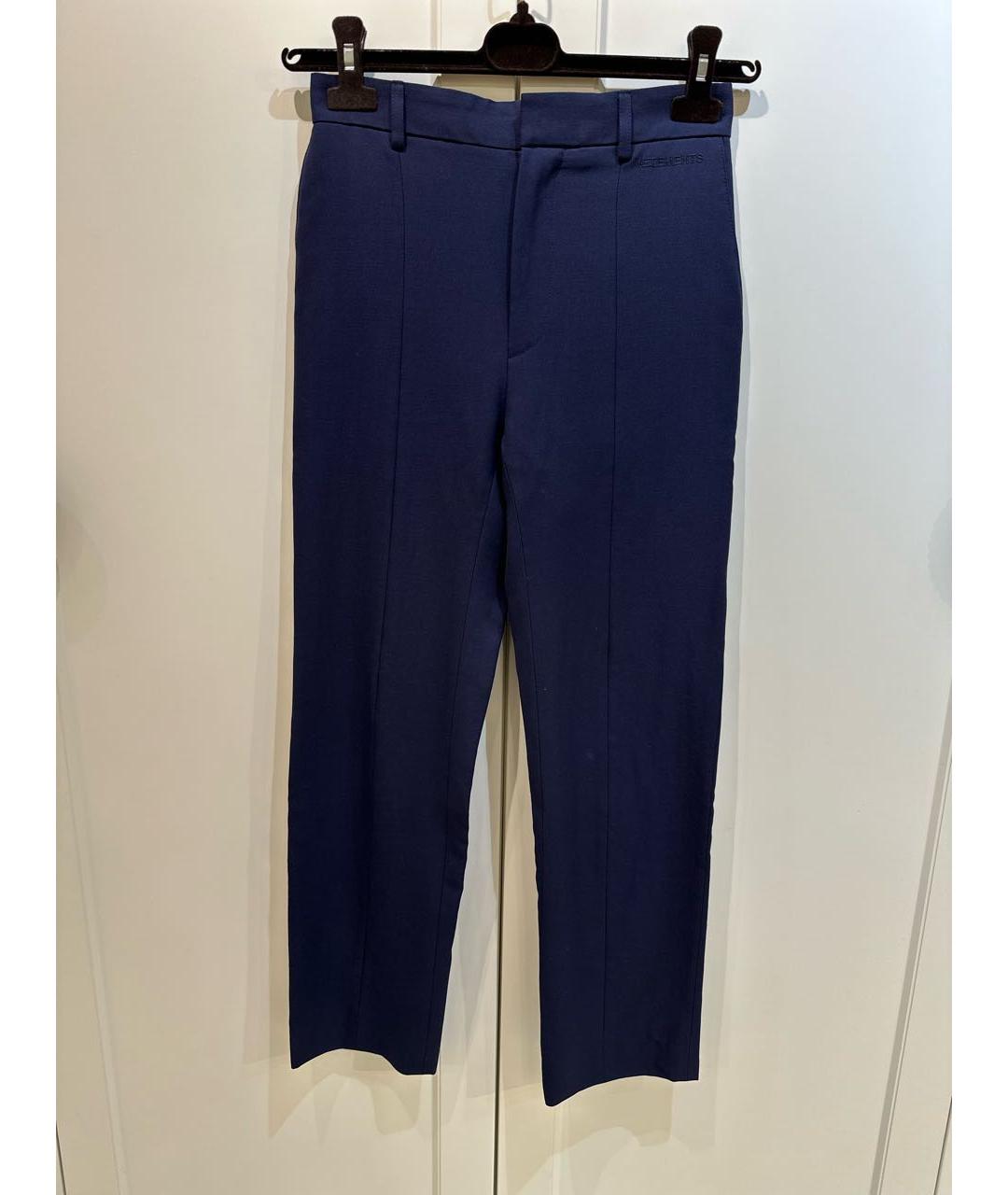 VETEMENTS Темно-синие шерстяные брюки узкие, фото 5