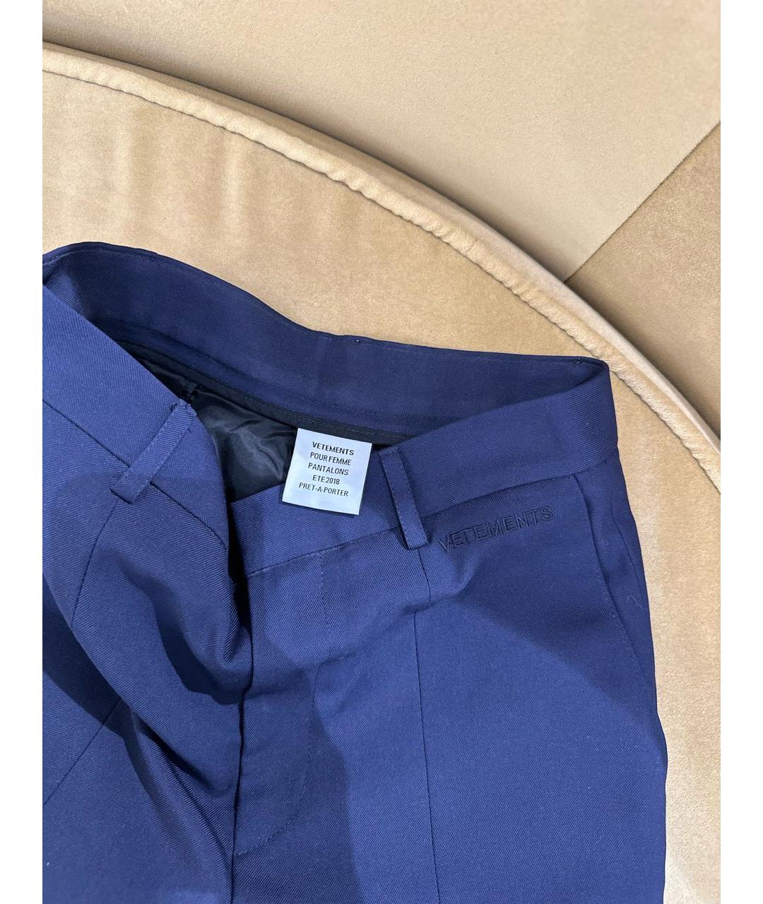 VETEMENTS Темно-синие шерстяные брюки узкие, фото 3