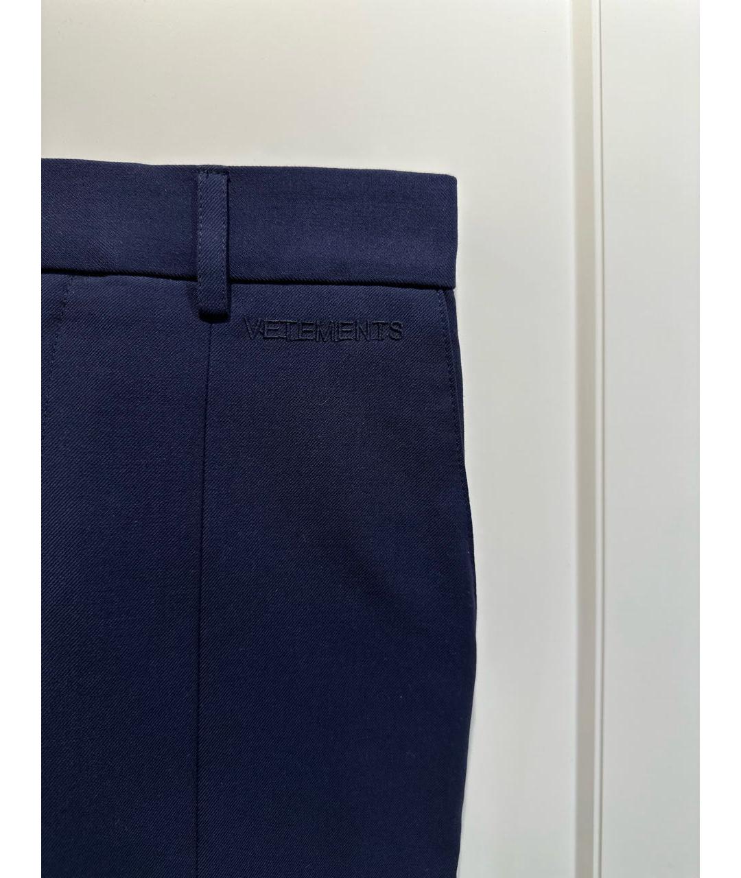 VETEMENTS Темно-синие шерстяные брюки узкие, фото 4