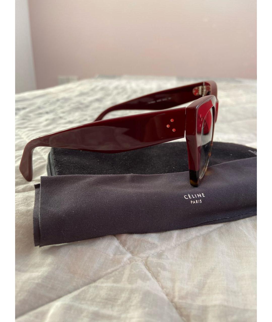 CELINE Бордовые пластиковые солнцезащитные очки, фото 7
