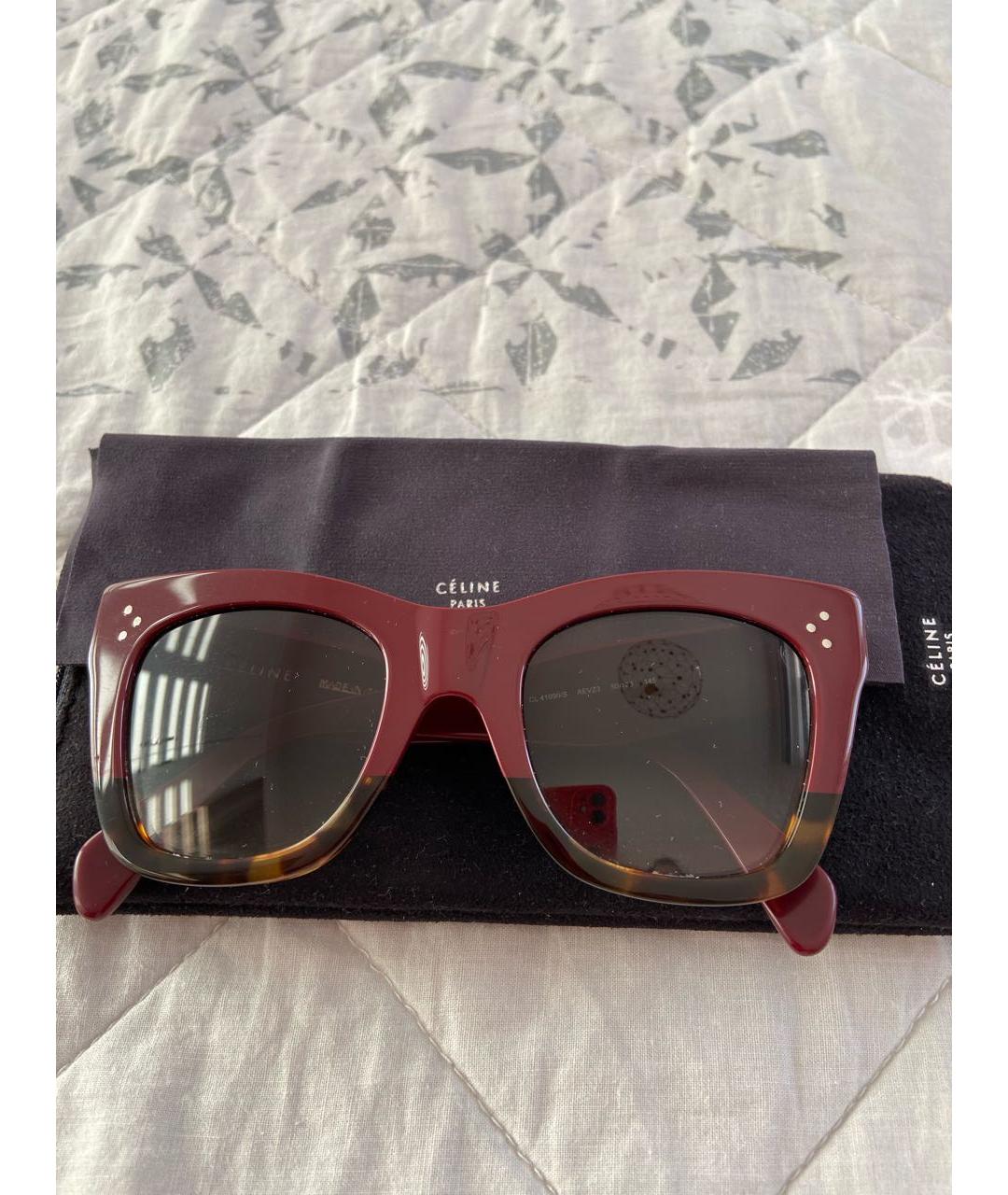CELINE Бордовые пластиковые солнцезащитные очки, фото 8